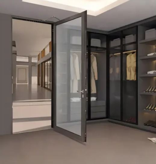 Glass Door With Hinged Return Panel Glass Door With Hinged Return Panel